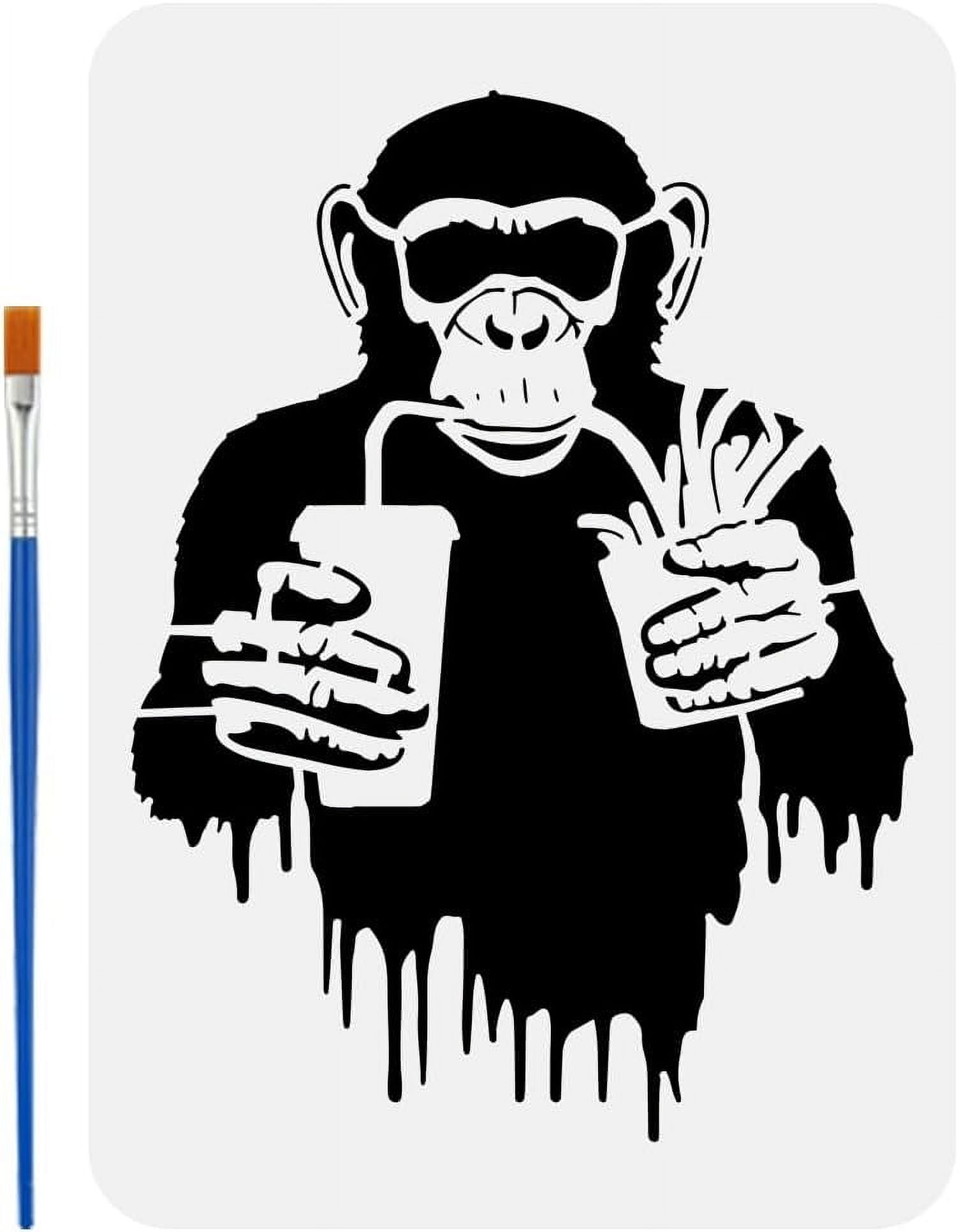 Banksy Chimpanzee Stencil for Painting 8.3x11.7inch Hollowed Banksy Chimpanzee Stencil for Painting 8.3x11.7inch Hollowed