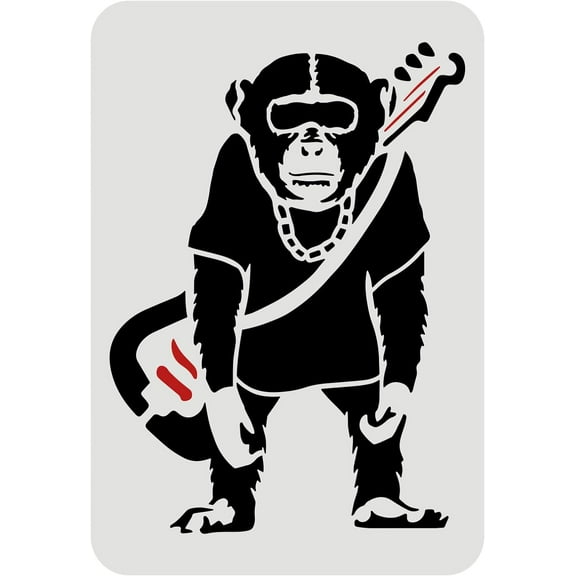 Banksy Chimpanzees Stencil - 11.7x8.3inch Reusable Orangutan Monkey Pattern Stencil for Painting on Wall Tile Canvas Furniture Paper diy
