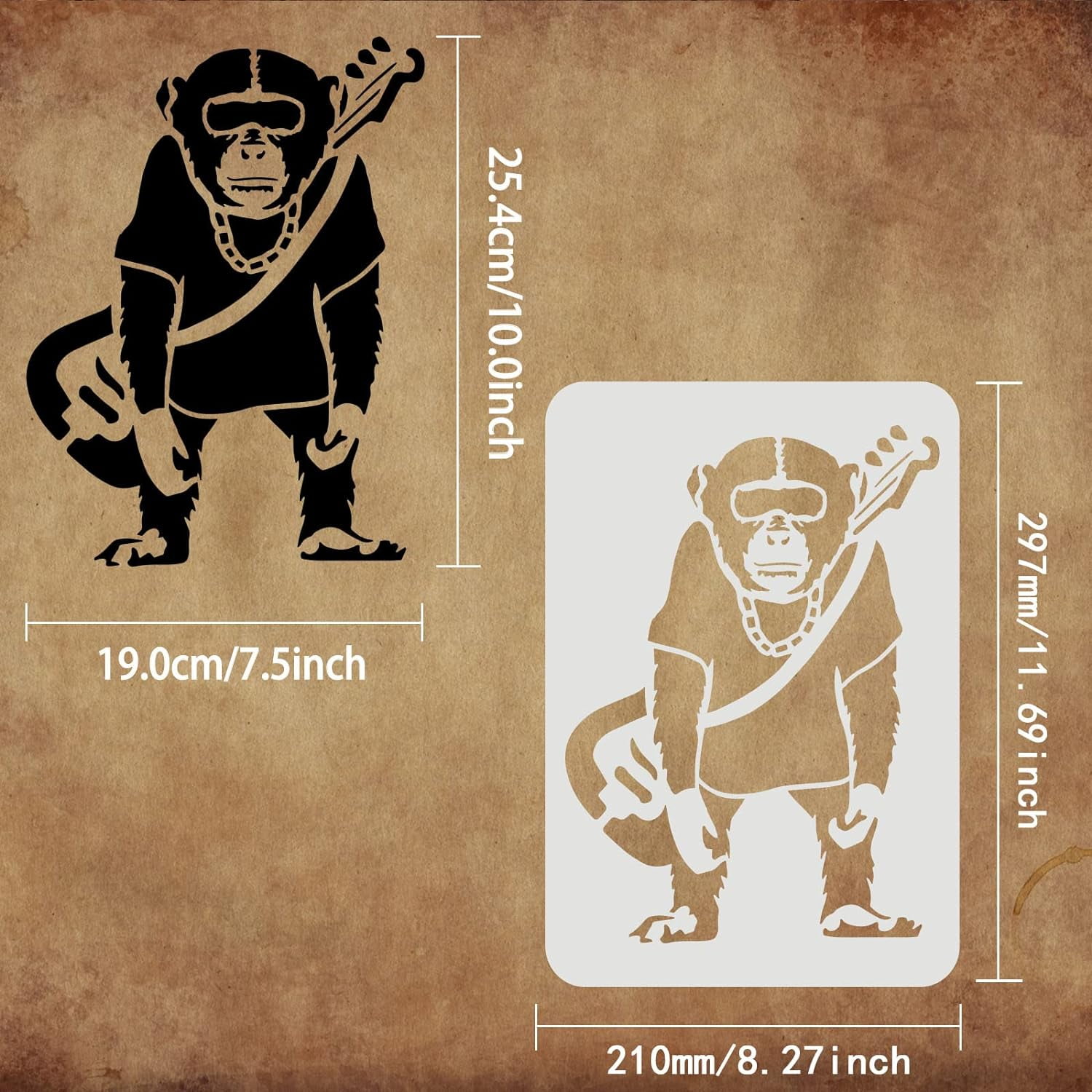 Banksy Chimpanzees Stencil - 11.7x8.3inch Reusable Orangutan & Monkey ...