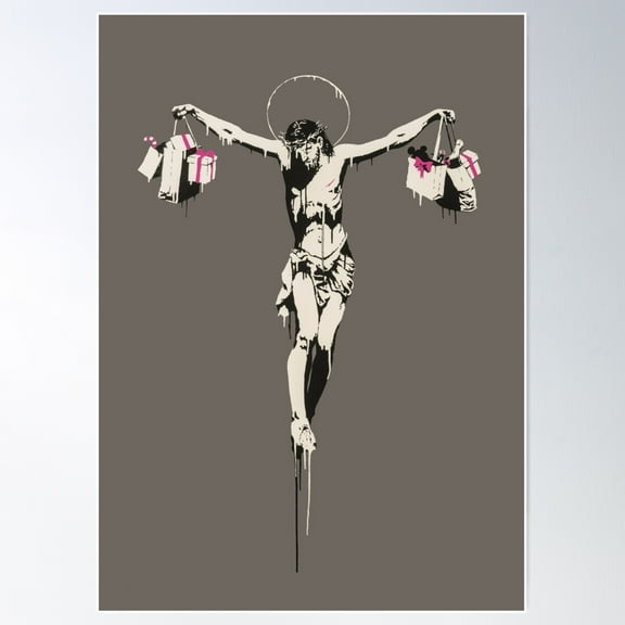 Banksy Consumer Jesus Poster Wall Art, Modern Wall Decor For Living Room Bedroom, 8x12 UNFRAMED