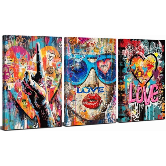 Banksy Gaming Wall Art Cool Graffiti Gamepad Headphone Wall Decor for Boys Room Street Pop Game Pictures Teen Gamer Playroom Bedroom Modern Video Canvas Painting Dorm Men Cave Decorations 12x16'' 3P