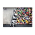 thumbnail image 1 of Banksy Graffiti Classic Street Art Painting Poster Print The Boy Behind the Curtain Wall Art Picture Decoration, 1 of 7