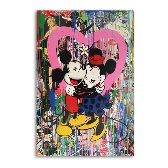 Banksy Graffiti Love Mickeys Minnie Wall Art Poster Gifts Bedroom Prints Home Decor Hanging Picture Canvas Painting Posters 24x36inch(60x90cm)