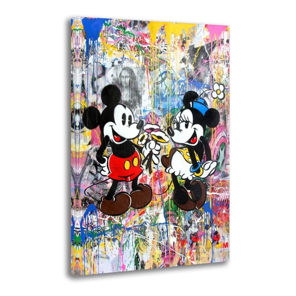 Banksy Graffiti Lovely Mickeys Minnie Print Photo Art Painting Canvas Poster Home Decorative Bedroom Modern Decor Posters Gifts 16x24inch(40x60cm)