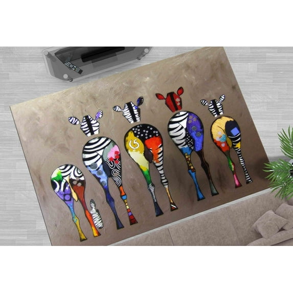 Banksy Graffiti Rug, Step Rug, Graffiti Rugs, Large Rugs, Colorful Rugs, Banksy Zebra Rug, Cool Rugs, Personalized Gift Rug, Front Door Rug, 5.9'x9.2' - 180x280 cm