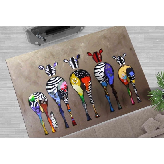 Banksy Graffiti Rug, Step Rug, Graffiti Rugs, Large Rugs, Colorful Rugs, Banksy Zebra Rug, Cool Rugs, Personalized Gift Rug, Front Door Rug, 2.6'x9.2' - 80x280 cm