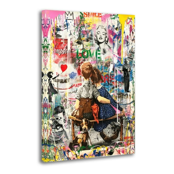 Banksy Graffiti Work Well Together Canvas Art Poster and Wall Art Picture Print Modern Family bedroom Decor Posters 24x36inch(60x90cm)