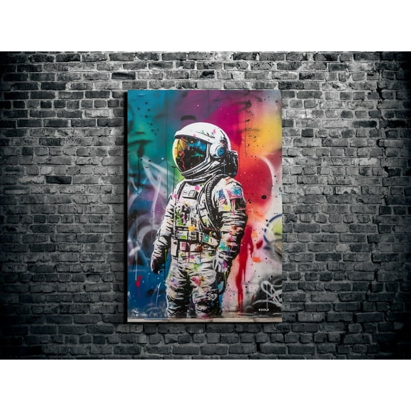 Banksy Inspired Graffiti Astronaut Art, Astronaut Art, Outer Space, Space Poster, Original Artwork, Astronaut Wall Art, Modern Wall Decor, 8x12 UNFRAMED