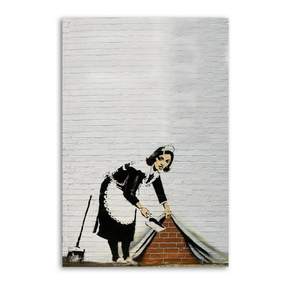 Banksy Maid Sweeping Under The Carpet Posters Art Print Wall Photo Paint Poster Hanging Picture Family Bedroom Decor Gift 16x24inch(40x60cm)