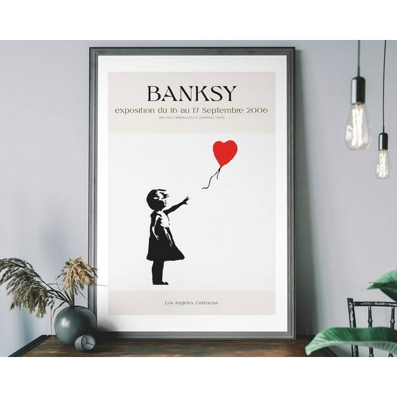 Banksy Museum Poster, Graffiti Wall Art, Urban Street Art, Girl With Balloon Exhibition Poster Wall Art, Modern Wall Decor, 16x24 UNFRAMED