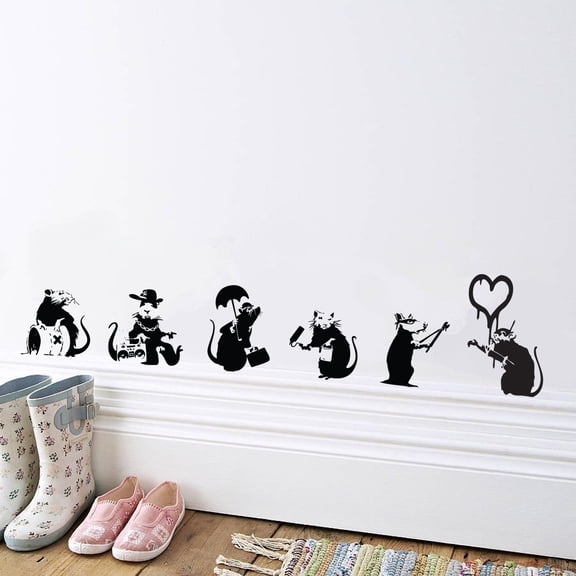 Banksy Rat Collection Wall Sticker for Salon, Living Room, Dining Room, Kitchen, Bedroom, Vinyl Wall Sticker
