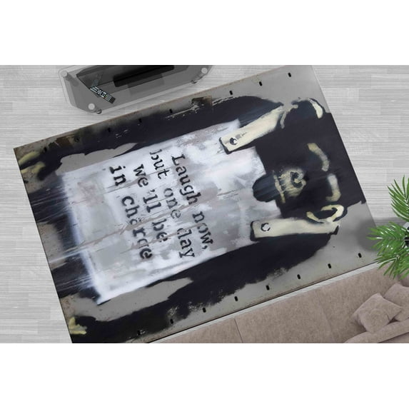 Banksy Rug, Monkey Rugs, Gift For Her Rugs, Painting Rug, Personalized Gifts Rug, Monkey Rug, Salon Decor Rug, Machine Washable Rugs, 5.2'x7.5' - 160x230 cm
