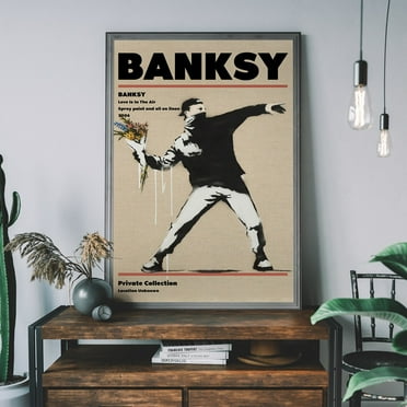 Banksy The Flower Thrower Print, Graffiti Wall Art, Urban Street Art, Love Is In The Air Exhibition Poster Wall Art, Modern Wall Decor, 8x12 UNFRAMED