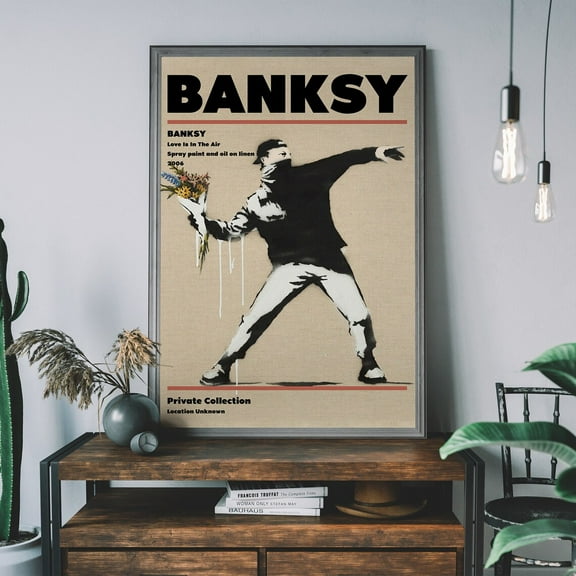 Banksy The Flower Thrower Print, Graffiti Wall Art, Urban Street Art, Love Is In The Air Exhibition Poster Wall Art, Modern Wall Decor, 8x12 UNFRAMED