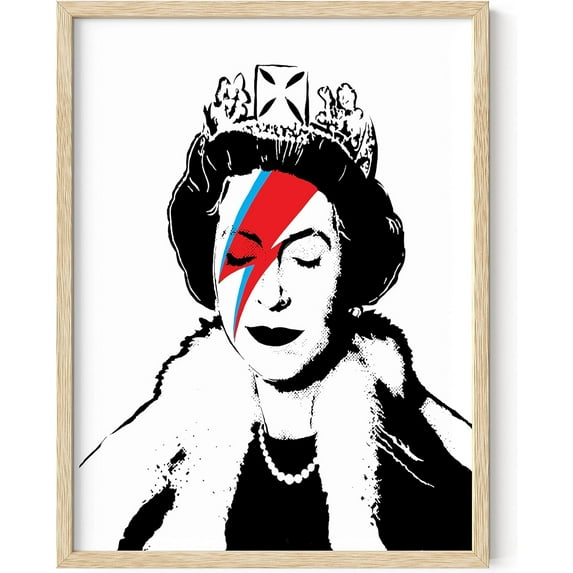 Banksy Wall Art Graffiti Wall Art - By Haus and Hues Banksy Art Grafitti Wall Art Street Art Banksy Prints Banksy Posters Banksy Wall Poster Wall Art Banksy (Framed Beige 12x16) (Banksy Queen Bowie)
