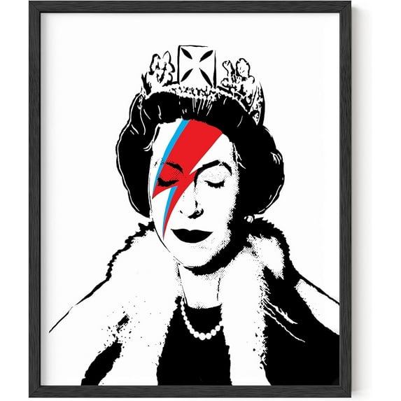 Banksy Wall Art Graffiti Wall Art - By Haus and Hues Banksy Art Grafitti Wall Art Street Art Banksy Prints Banksy Posters Banksy Wall Poster Wall Art Banksy (Framed Black 16x20) (Banksy Queen Bowie)