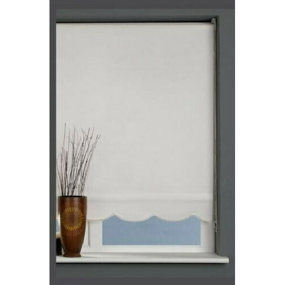 Banlite Scalloped and Fringed Bottom Cordless Rollup Window Shade, Medium Weight, Scalloped and Fringed Hem