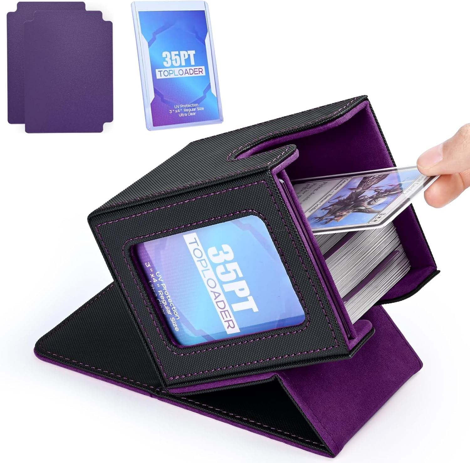 Banloga Card Deck Box with MTG Commander Display, Holds 100+ Double ...