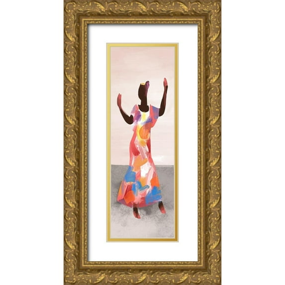 Bannarot 11x24 Gold Ornate Wood Framed with Double Matting Museum Art Print Titled - Dancing Solo I