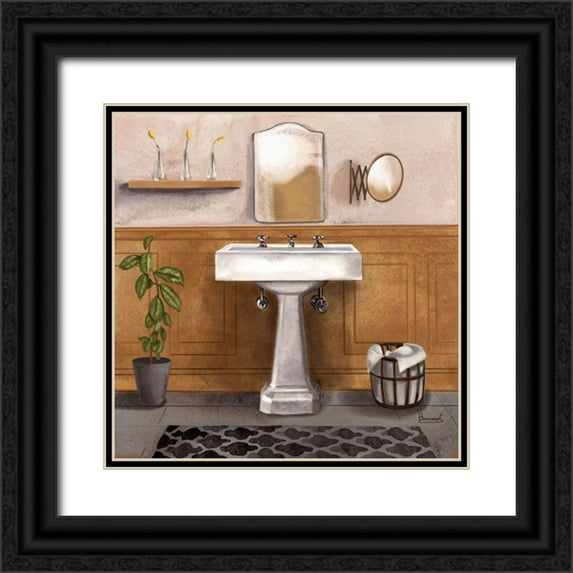Bannarot 12x12 Black Ornate Wood Framed with Double Matting Museum Art Print Titled - Serene Bath II