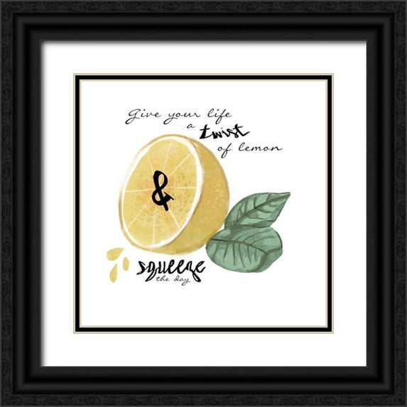 Bannarot 15x15 Black Ornate Wood Framed with Double Matting Museum Art Print Titled - Citrus Limon sentiment IV