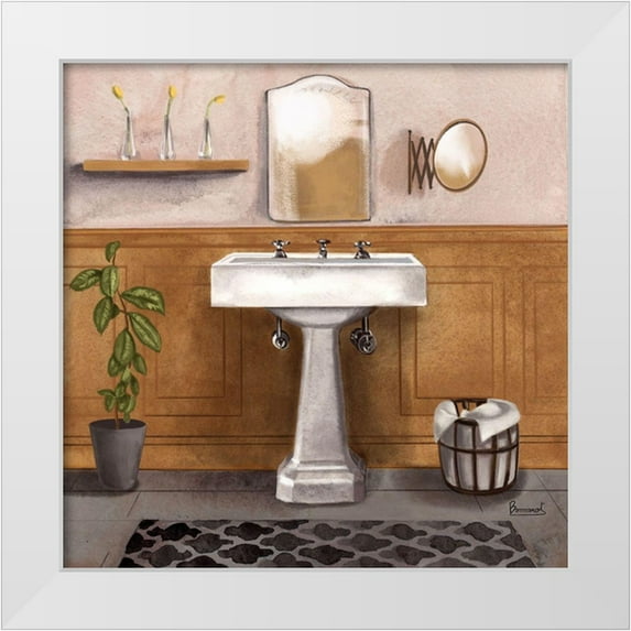 Bannarot 15x15 White Modern Wood Framed Museum Art Print Titled - Serene Bath II