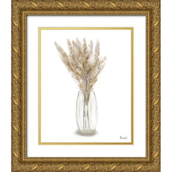 Bannarot 15x18 Gold Ornate Wood Framed with Double Matting Museum Art Print Titled - Dried Flower III
