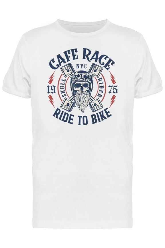 Banner. Cafe Racer, Ride To Bike T-Shirt Men -Image by Shutterstock, Male Small