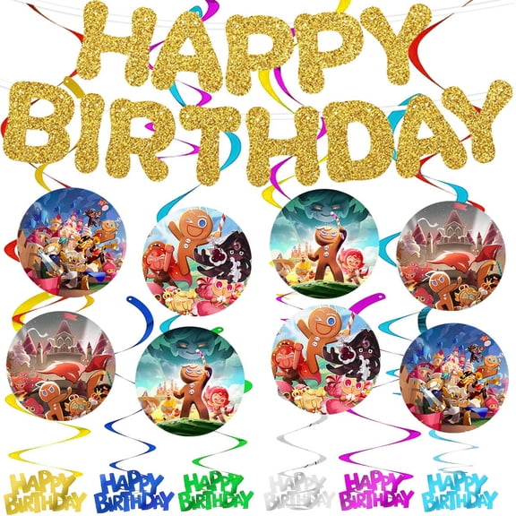Banner Cookie Run Kingdom Party Supplies Decoration Hanging Ceiling Swirls Streamer Birthday Wall Decor
