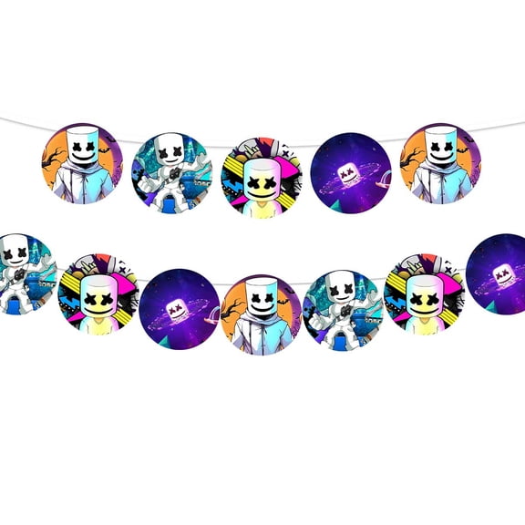 Banner DJ Pre-Strung Marshmello Party Supplies Garland Decor Decorations