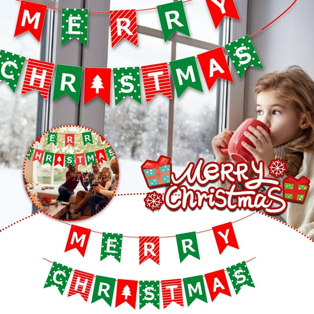 Banner Flags Christmas Pull Decoration Cartoon Christmas Atmosphere
