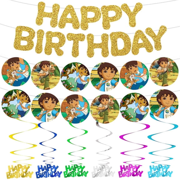 Banner Go Diego Go Party Decorations Decor Supplies Garland Hanging Swirl Sign Whirls Birthday