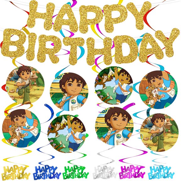Banner Go Diego Go Party Supplies Decoration Hanging Ceiling Swirls Streamer Birthday Wall Decor