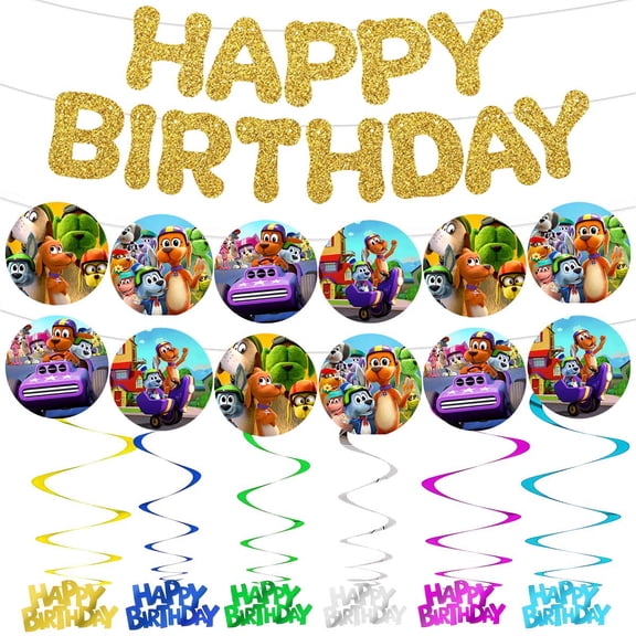 Banner Go Dog Go Party Decorations Decor Supplies Garland Hanging Swirl Sign Whirls Birthday