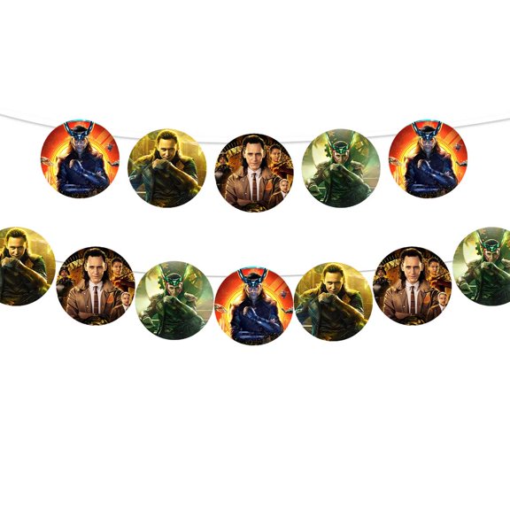 Banner Loki Party Supplies Garland Decor Decorations Pre-Strung