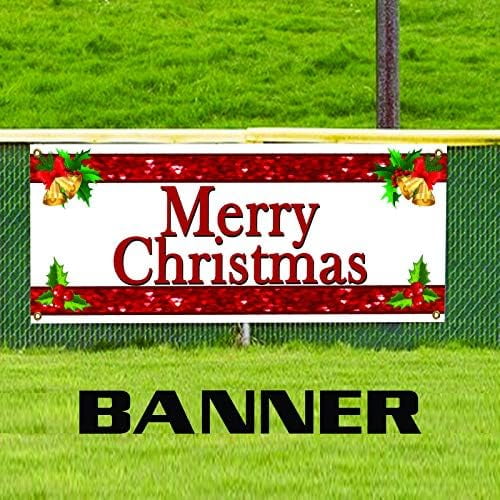 Banner Merry Christmas Sign Christmas Party Shops Stores Indoor/outdoor ...