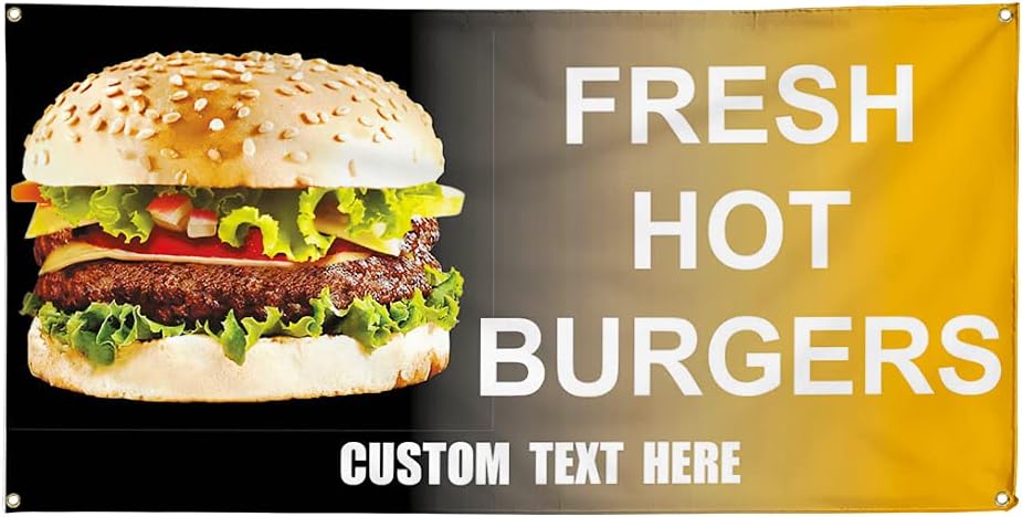 Banner Multiple Sizes Hot Burgers Restaurant Cafe Bar Bistros & Caf S ...