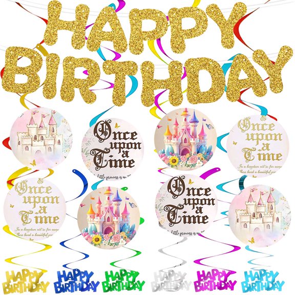 Banner Once Upon a Time Fairy Tail Two Party Supplies Decoration Hanging Ceiling Swirls Streamer Birthday Wall Decor