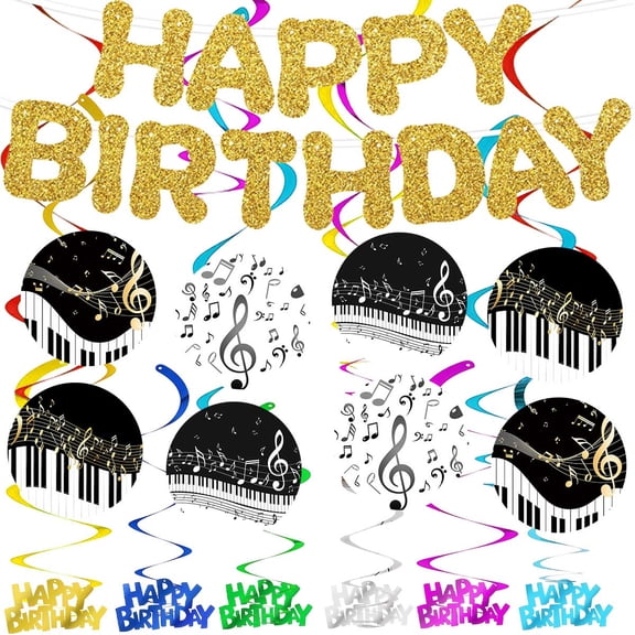 Banner Piano Music Notes Party Supplies Decoration Hanging Ceiling Swirls Streamer Birthday Wall Decor