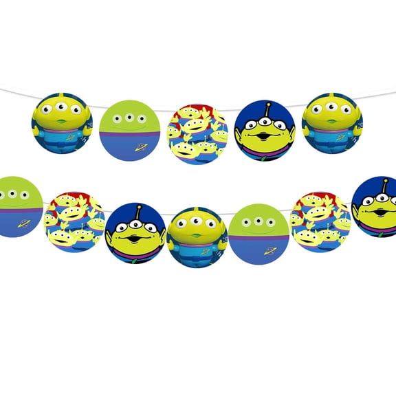 Banner Pizza Planet Aliens Party Supplies Garland Decor Decorations Pre-Strung