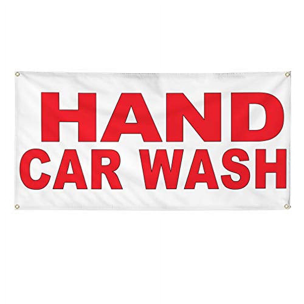 Banner Sizes Hand Car Wash Red Automotive Outdoor Weatherproof