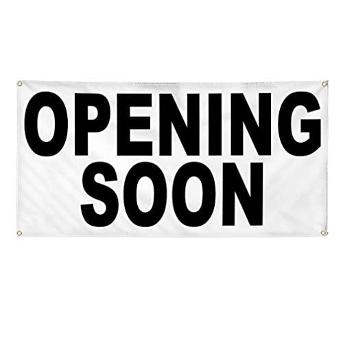Banner Sizes Opening Soon Black Business Outdoor Weatherproof Industrial Yard Signs 4 Grommets
