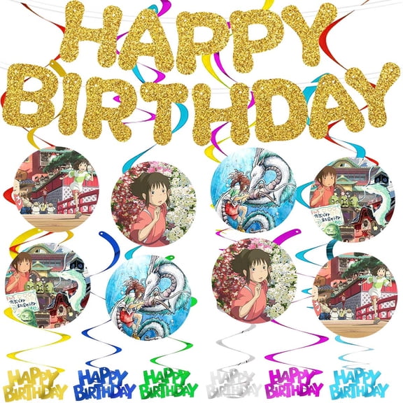 Banner Spirited Away Sen to Chihiro Party Supplies Decoration Hanging Ceiling Swirls Streamer Birthday Wall Decor