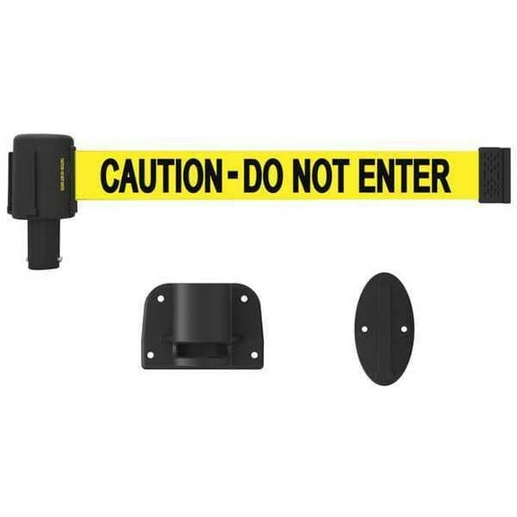 Retractable Belt Barrier, Yellow, 15 ft Length, Caution Do Not Enter