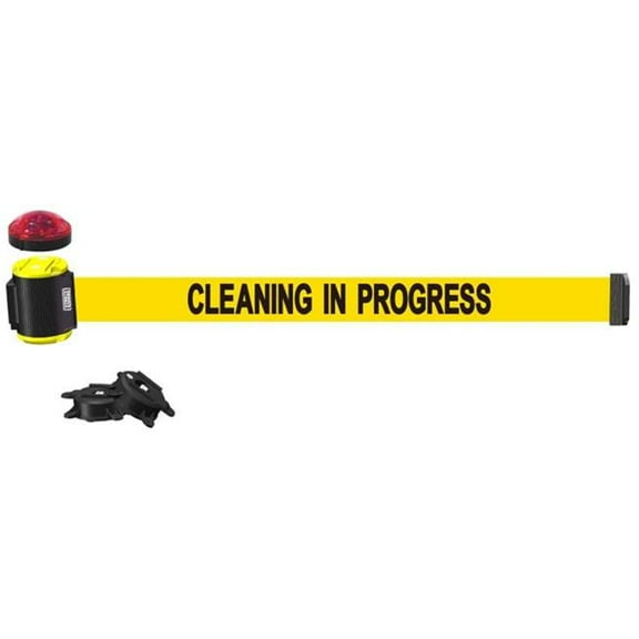 Banner Stakes MH1504L 15 ft. Magnetic Wall Mount with Light Kit & Cleaning in Progress Banner - Yellow