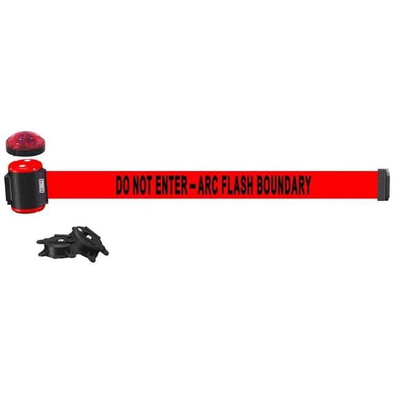 Banner Stakes MH1511L 15 ft. Magnetic Wall Mount with Light Kit & Do Not Enter Arc Flash Boundary Banner - Red