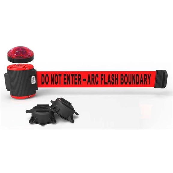 Banner Stakes MH5011L 30 ft. Magnetic Wall Mount with Light Kit & Do Not Enter Arc Flash Boundary Banner - Red