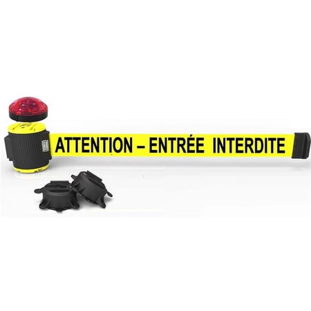 Banner Stakes MH5016L 30 ft. Magnetic Wall Mount with Light Kit & Attention Entree Interdite Banner - Yellow