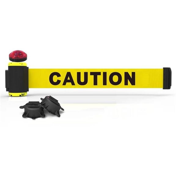 Banner Stakes MH7001L 7 ft. Magnetic Wall Mount with Light Kit & Caution Banner - Yellow