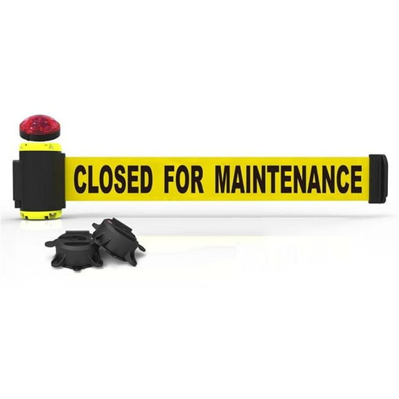Banner Stakes MH7006L 7 ft. Magnetic Wall Mount with Light Kit & Closed for Maintenance Banner - Yellow